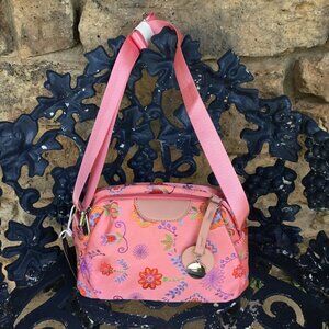 Floral Jacquard Purse with Pink Strap & Zipper Closure By Nu Trendz NWT